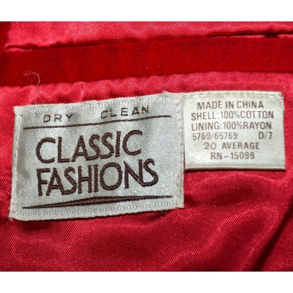 Vintage Womens 20 Red Velvet Double Button Blazer Jacket Holiday Party Christmas - Picture 8 of 10